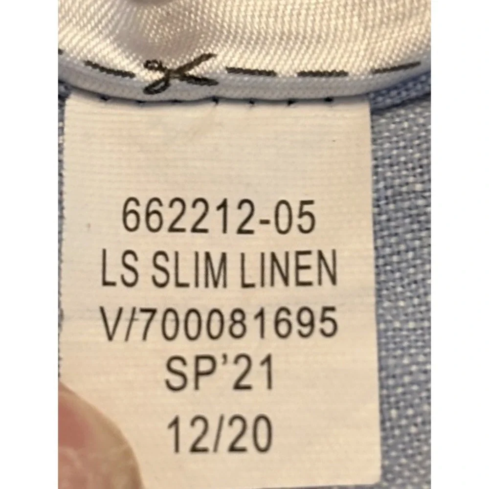 Banana Republic Mens L Blue Slim Fit Linen Cotton Button Up Shirt Beach Wedding